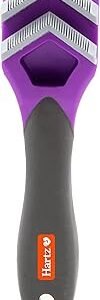 The Best Fur De-Shedder Cat is the top choice for a purple and black pet grooming brush designed specifically for cats. It boasts a dual row of metal bristles that are excellent for detangling and removing loose fur. The handle features an orange brand label and includes a hole at the base for easy hanging storage, making it an essential tool for fur maintenance.